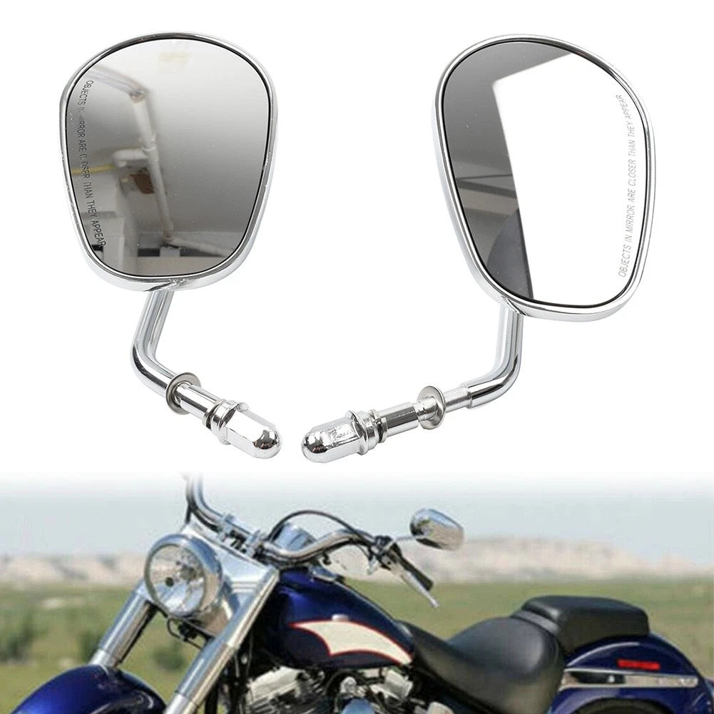 Teardrop Short Stem Rearview Side Mirrors for Harley Electra Glide Chrome