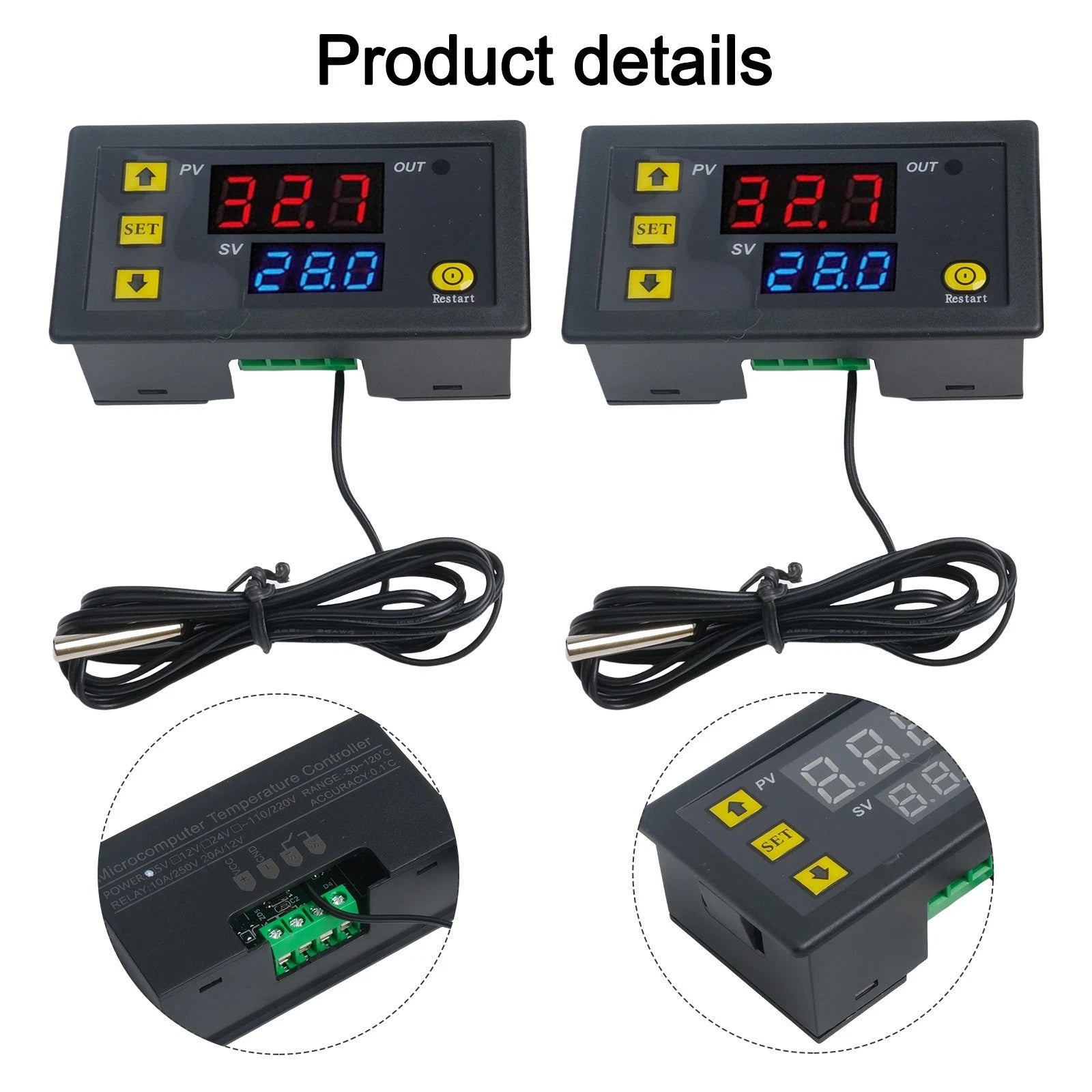 2X AC Digital Temperature Controller W3230 for Automotive