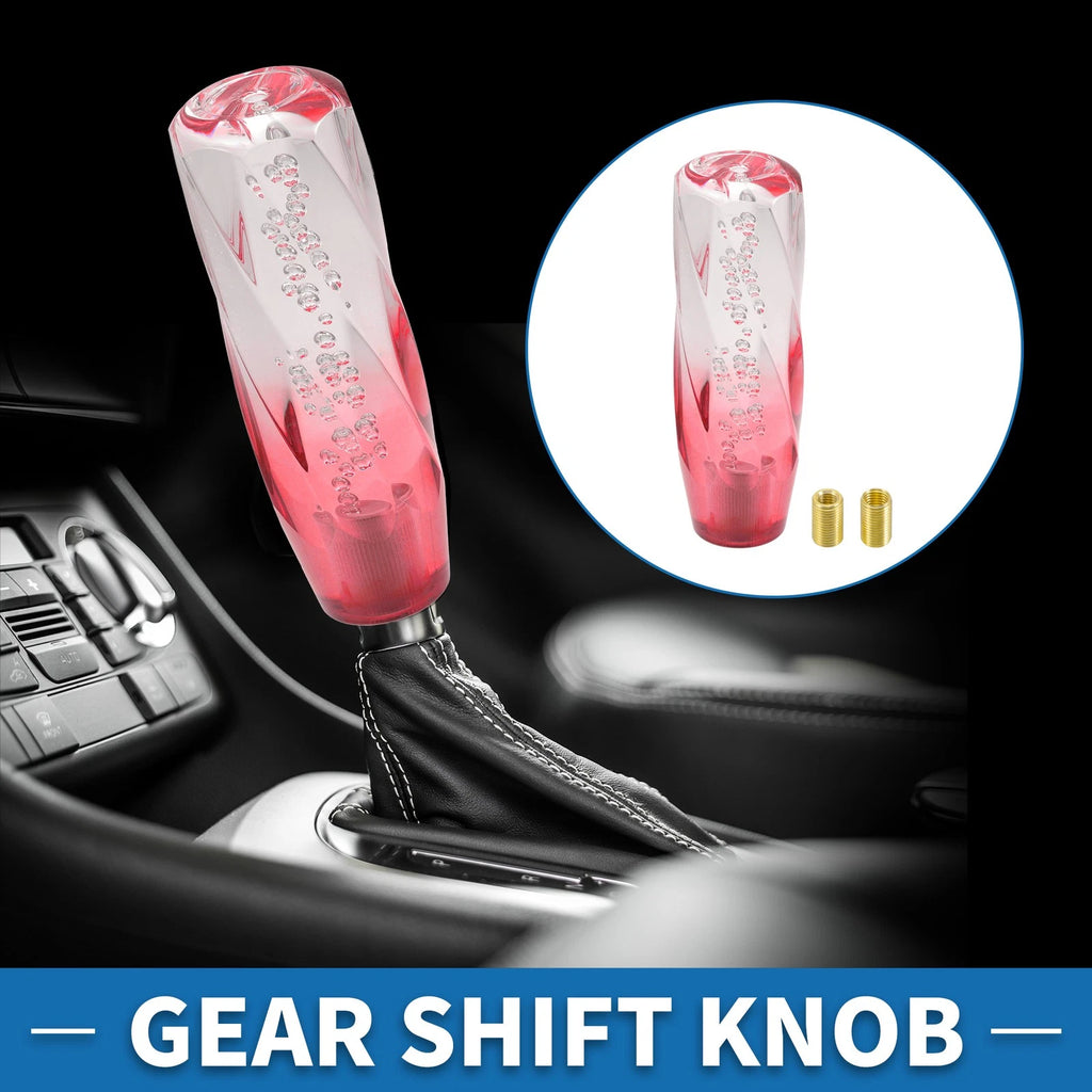 Shift Knob with 2 Adapters for Universal Vehicles (15cm, Acrylic Red Transparent)