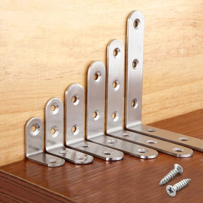 Set of 4 Stainless Steel L Shape Corner Brace Brackets