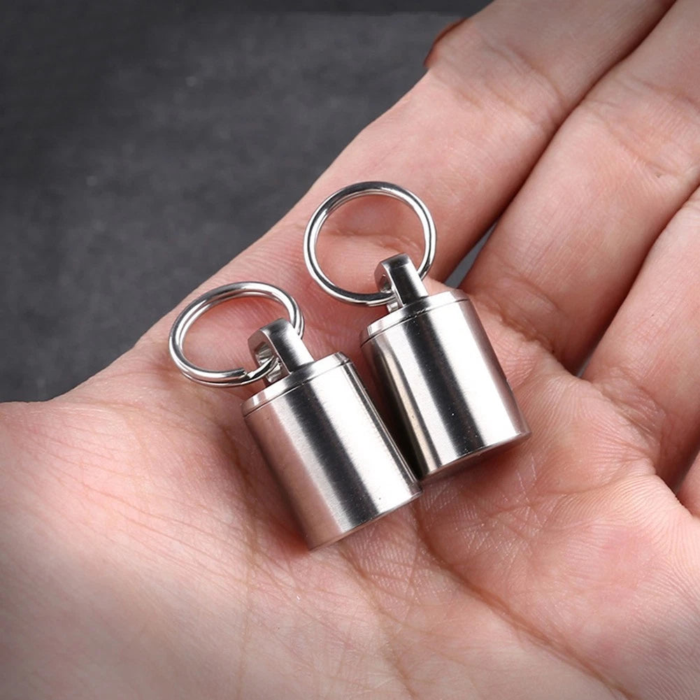 Keychain Pill Holder Case for Compact Waterproof Titanium Organizer