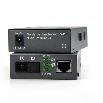 2Pcs Ethernet to Fiber Optic Media Converter for Singlemode 25Km