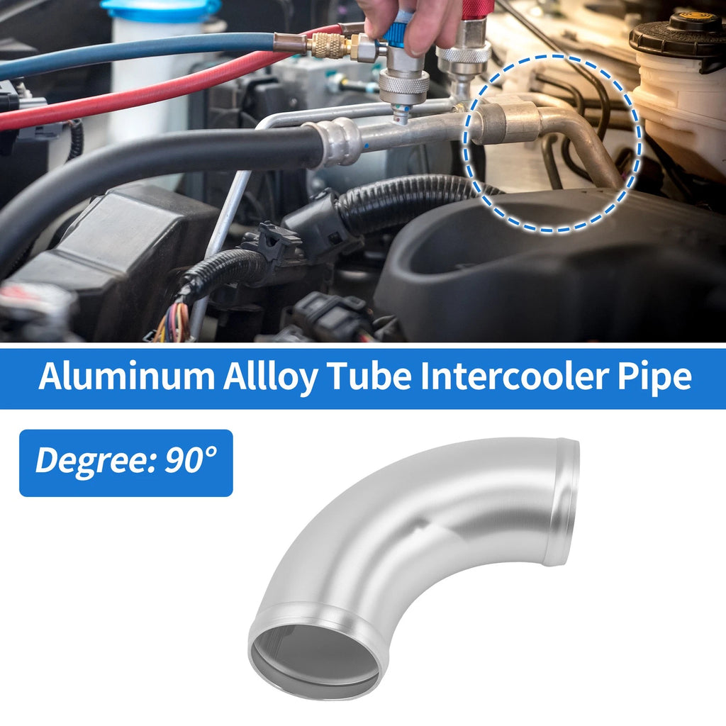 2.48" OD 90° Intercooler Pipe for - Brushed Silver Tone