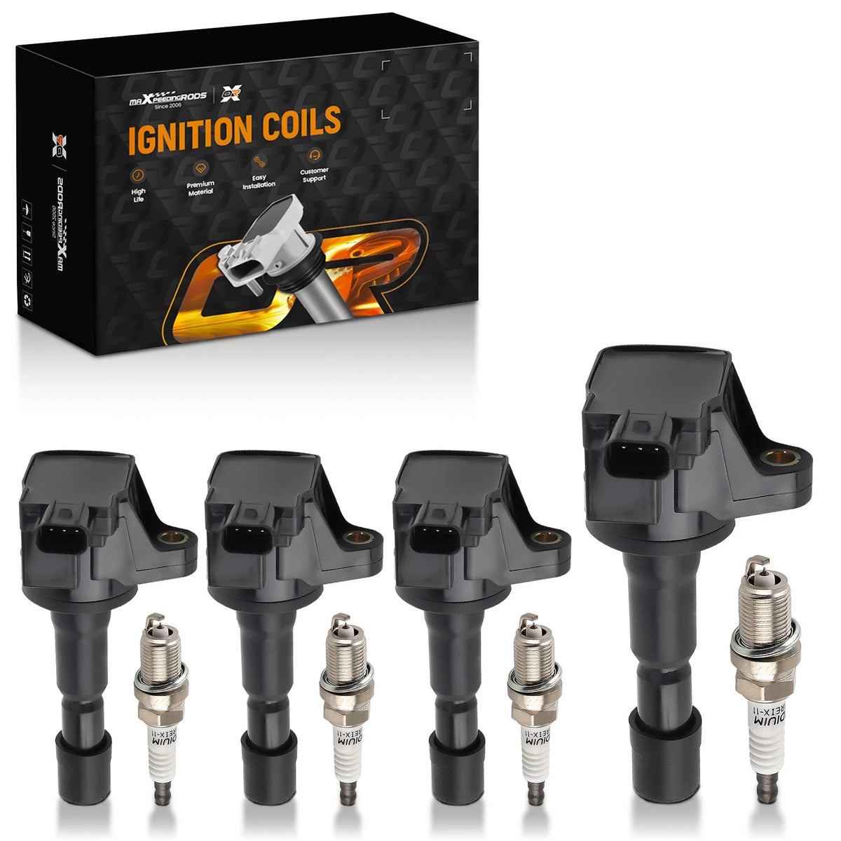 4X Ignition Coils & Iridium Spark Plugs for Honda CR-Z (2011–2016)