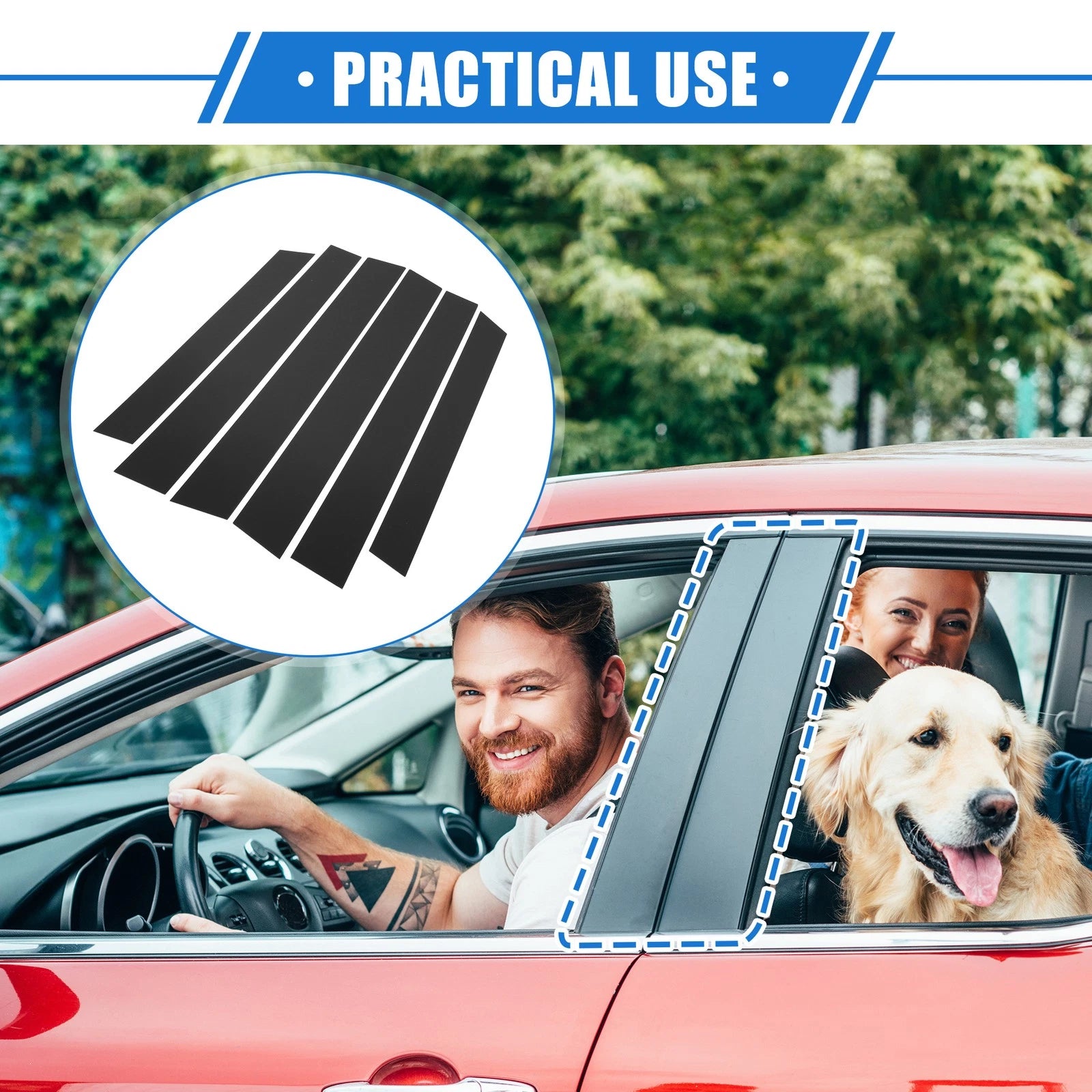 6 Pcs Pillar Posts Door Window Trim Cover Set for Honda CR-V (2007–2011)