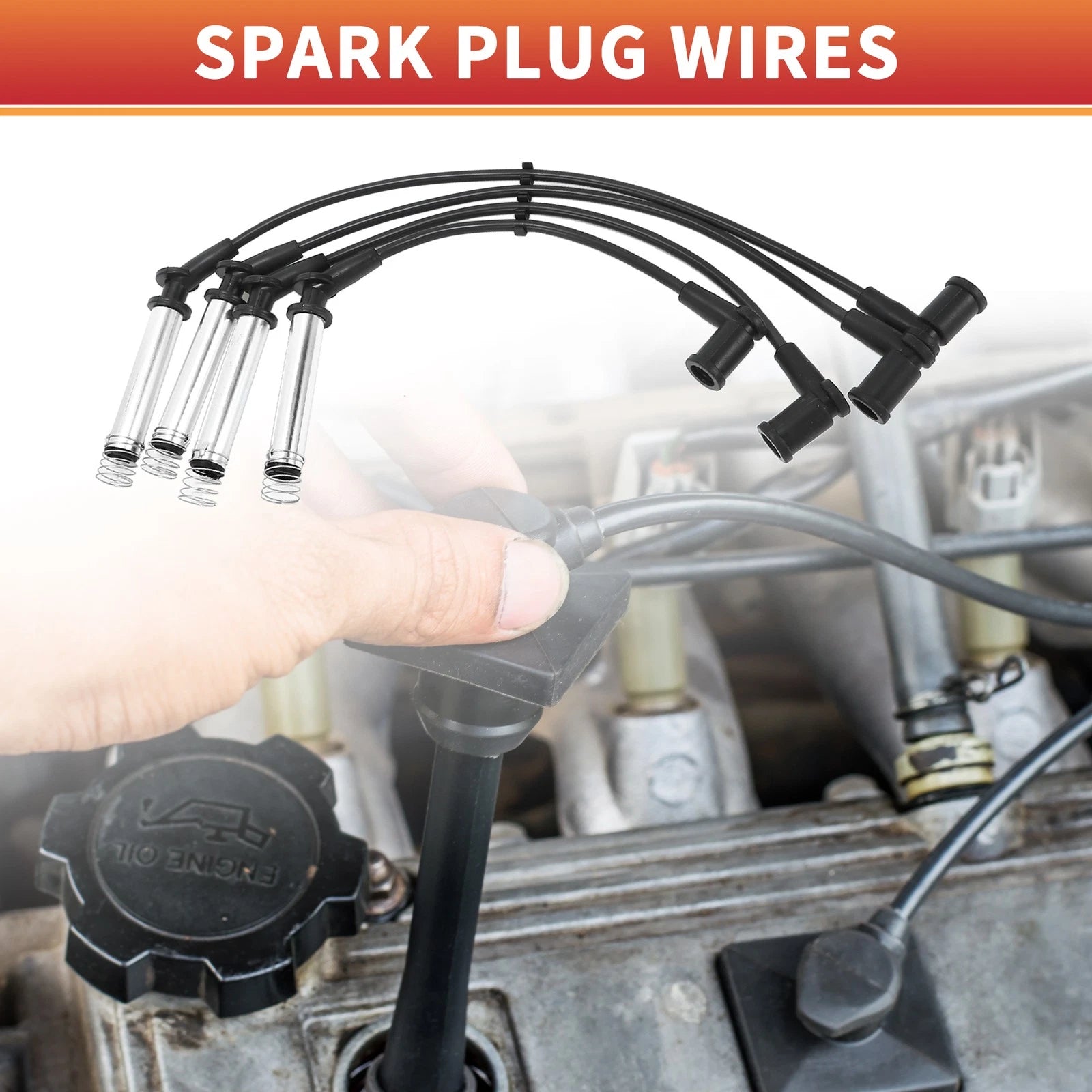 4 Pcs Ignition Coil Spark Plug Wire Set for Ford Fiesta V 1.3 (2001–2010)