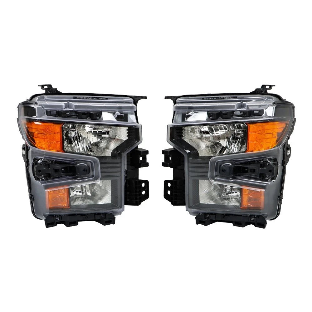 Black Headlights for Chevy Silverado 1500 (2022–2024) Pair Left+Right Halogen
