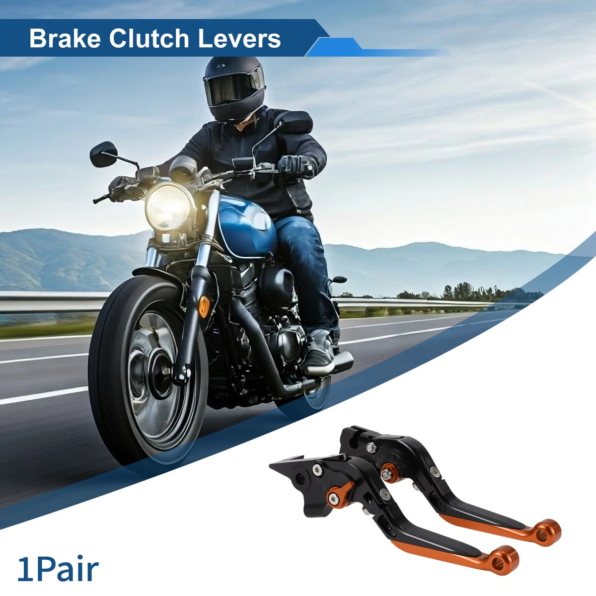 Adjustable Brake Clutch Levers for Yamaha MT-07 (2014–2022) Black Orange 1 Pair