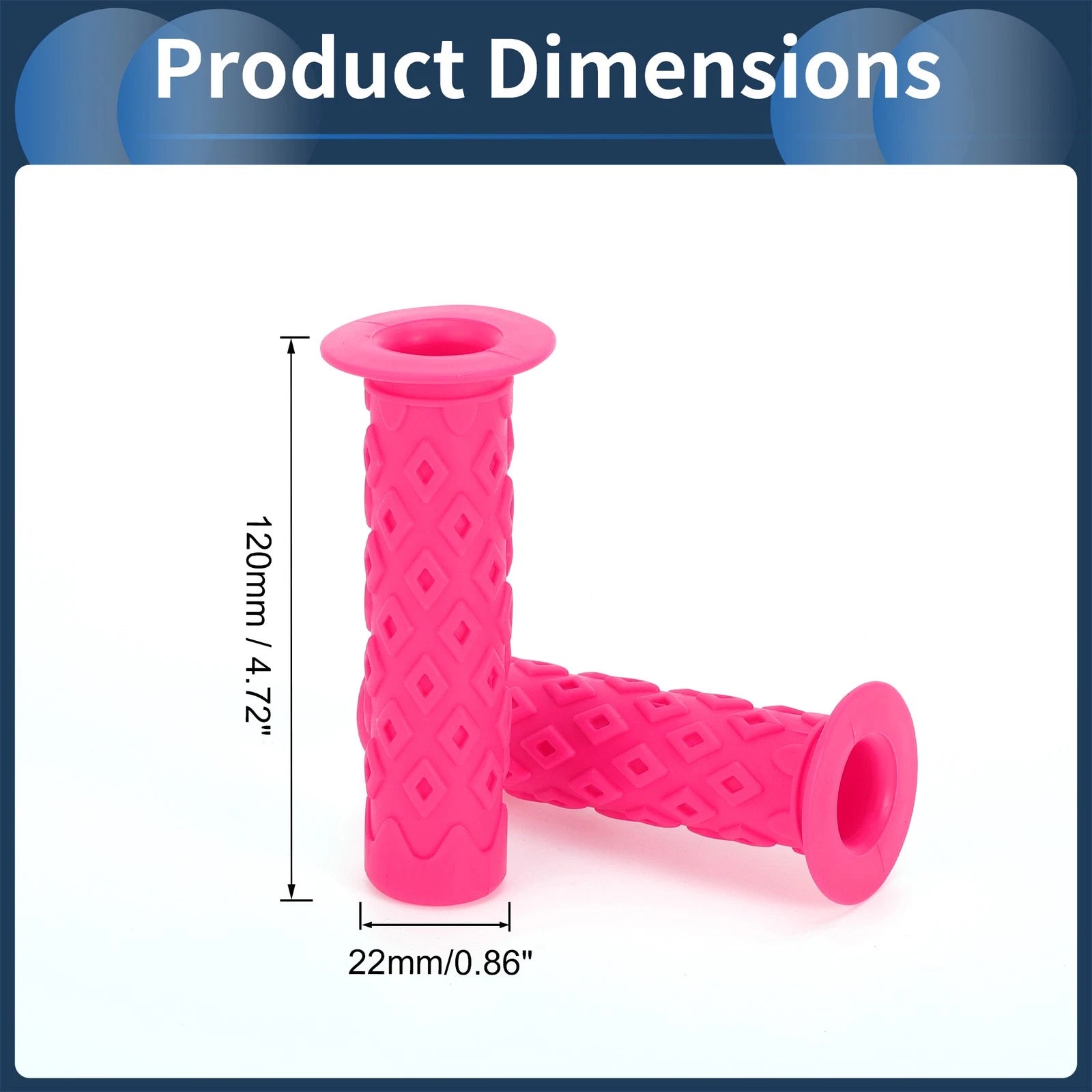 Bike Handlebar Grip Covers 120mm Rubber Non Slip End Protector 1 Pair for Pink