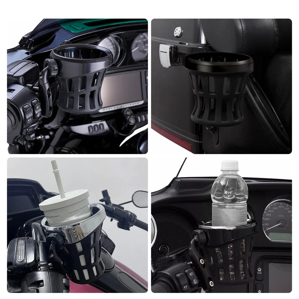 Handlebar Drink Cup Holder with Mesh Basket for Motorcycle, Bike (Universal)