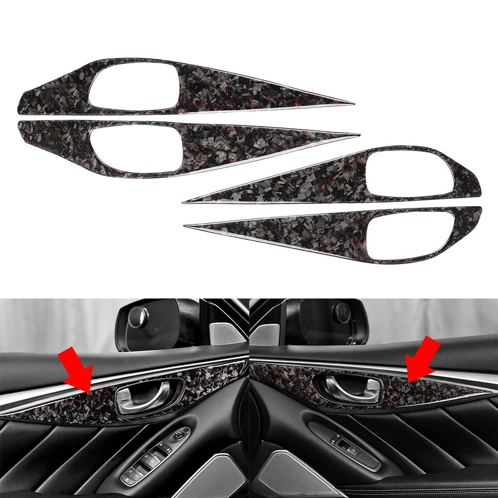Forged Red Interior Door Handle Panel Cover Trim for Infiniti Q50 Q60 (2014–2020)