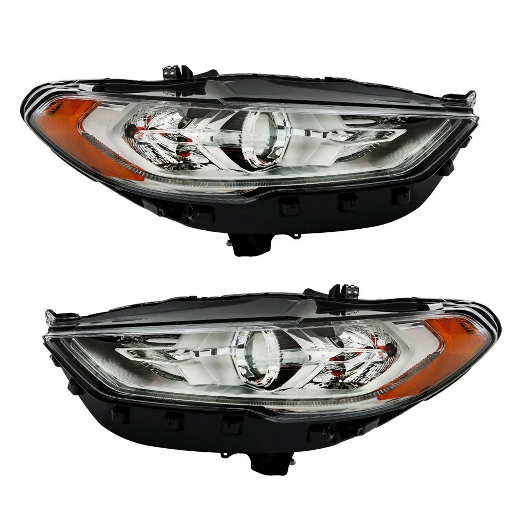 Headlight Set for Ford Fusion (2017–2019) Driver & Passenger Halogen LED DRL