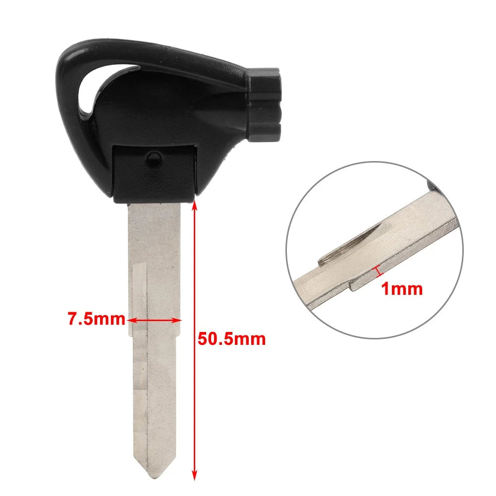 Right Ignition Key Blank Uncut Blade Black For Yamaha Motorbike Scooter