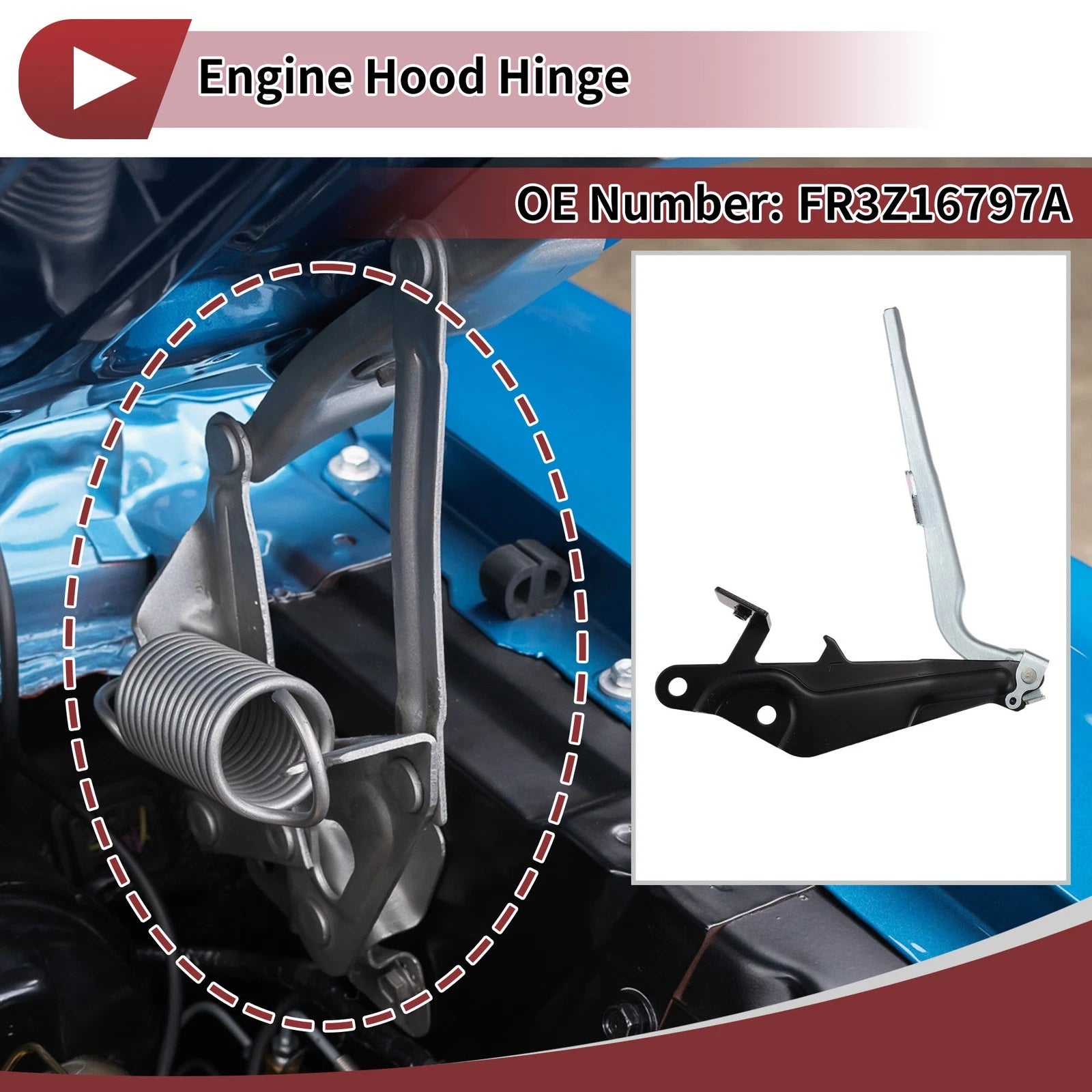 Hood Hinge for Ford Mustang (2015–2017) Left Side 1 pcs