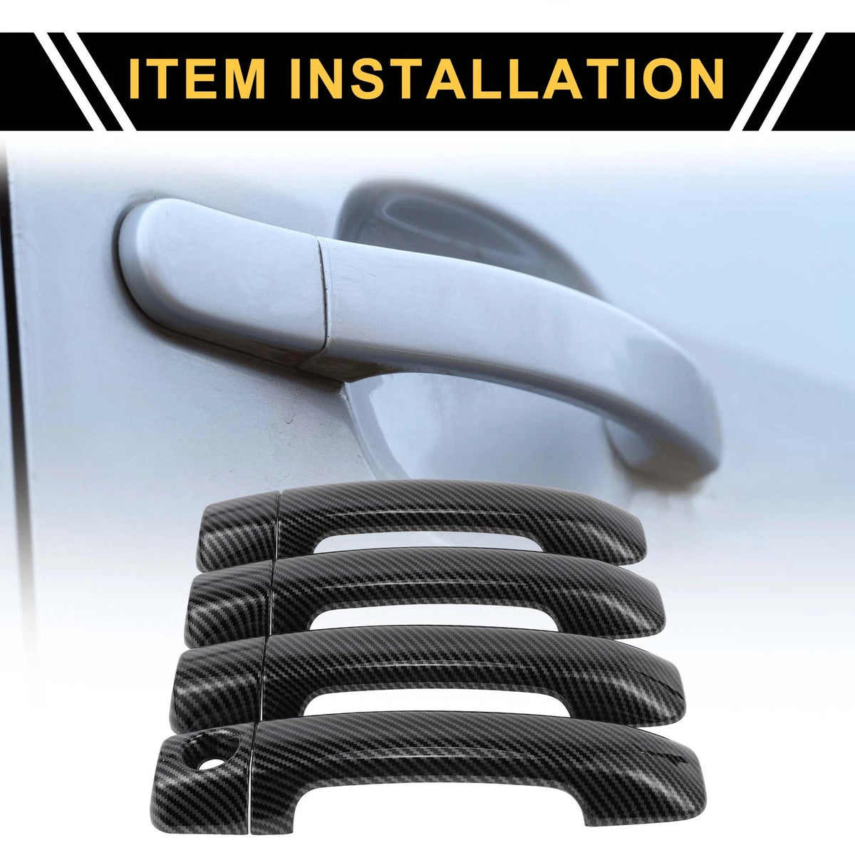 4pc Exterior Door Handle Covers Replacement for Toyota Tundra (2007–2020) Carbon Fiber