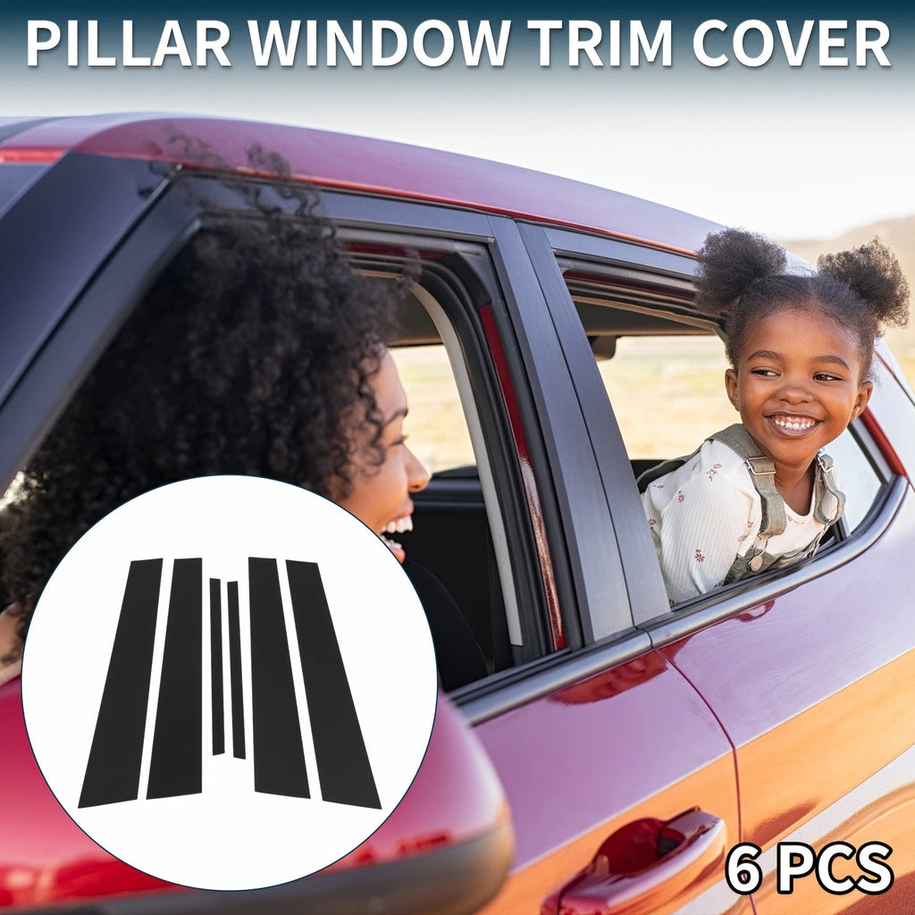 6 Pc Door Pillar Window Trim Replacement for Honda Accord (2008–2012) Black