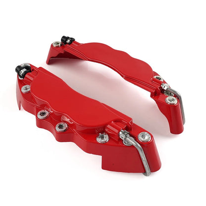 2X Universal Small Metal Disc Brake Caliper Covers Set Red