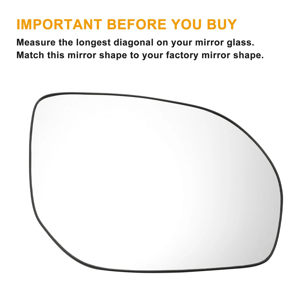 Right Side Mirror Glass Replacement with Back Heat for Hyundai Santa Fe (2012–2019)
