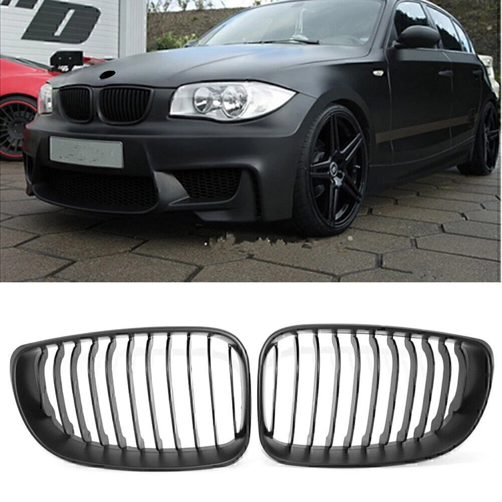 Front Kidney Grille for BMW 1 Series E81 E82 E87 E88 (2007–2013) Matte Black
