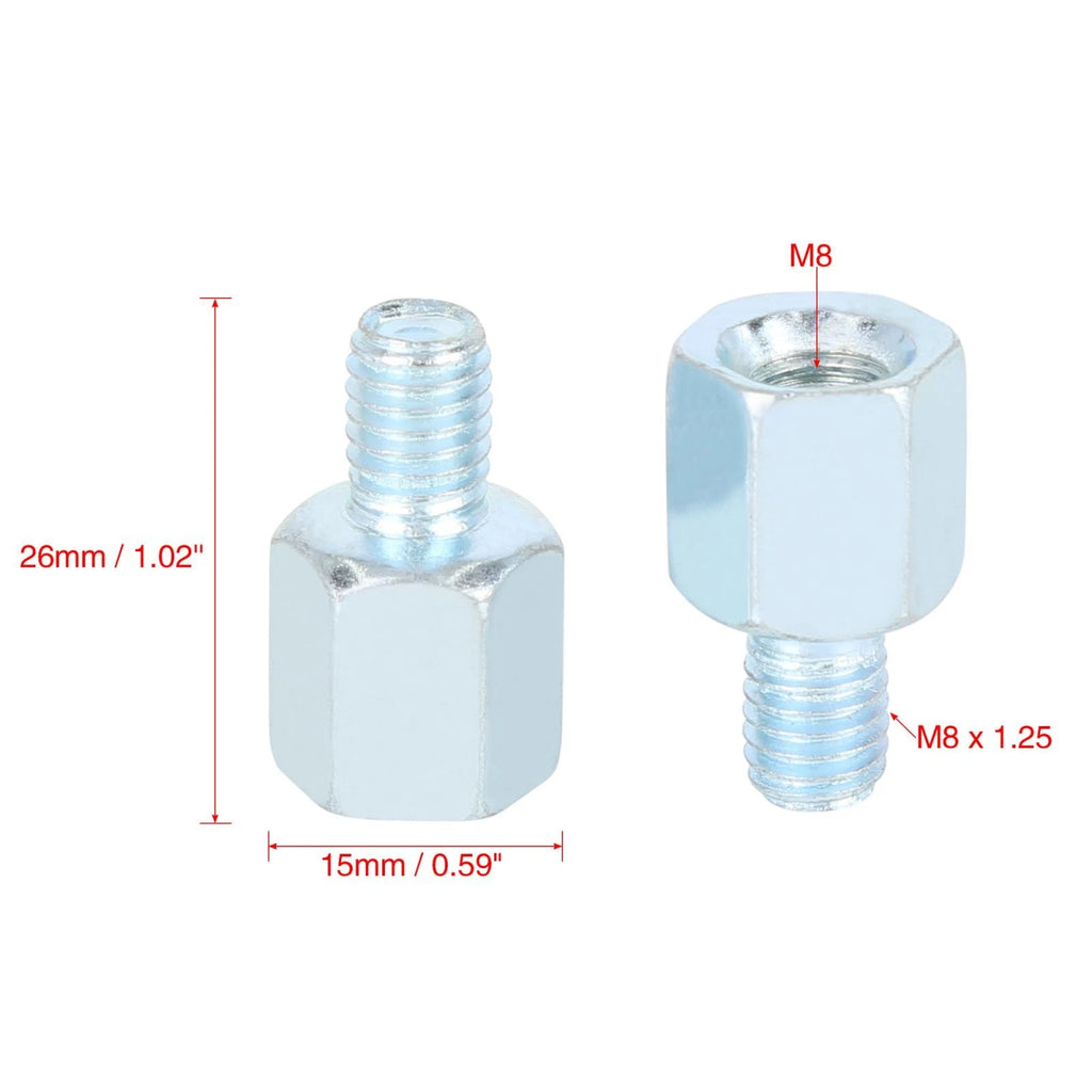 2pcs Rearview Mirror Adapter Left to Right 8mm for Motorcycle Bike (Universal)