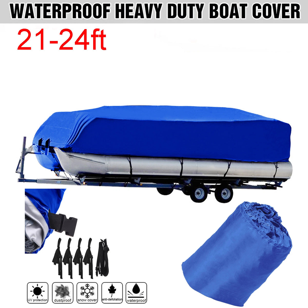 Fishing Ski Pontoon Boat Cover for Neverland 21-24ft (Waterproof, UV, Dust, Rain)
