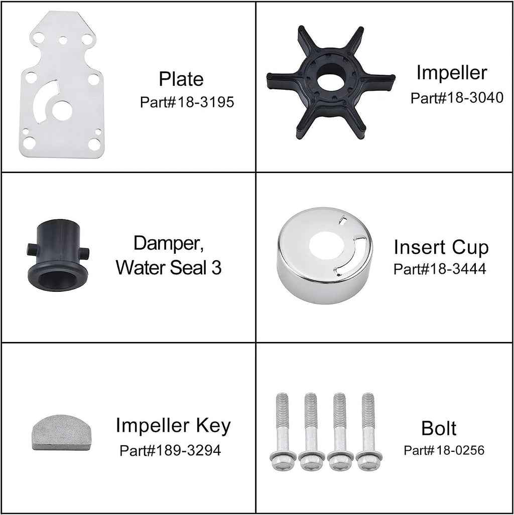 Water Pump Repair Kit for Yamaha Outboard 9.9 15 20 HP (63V-W0078-00)