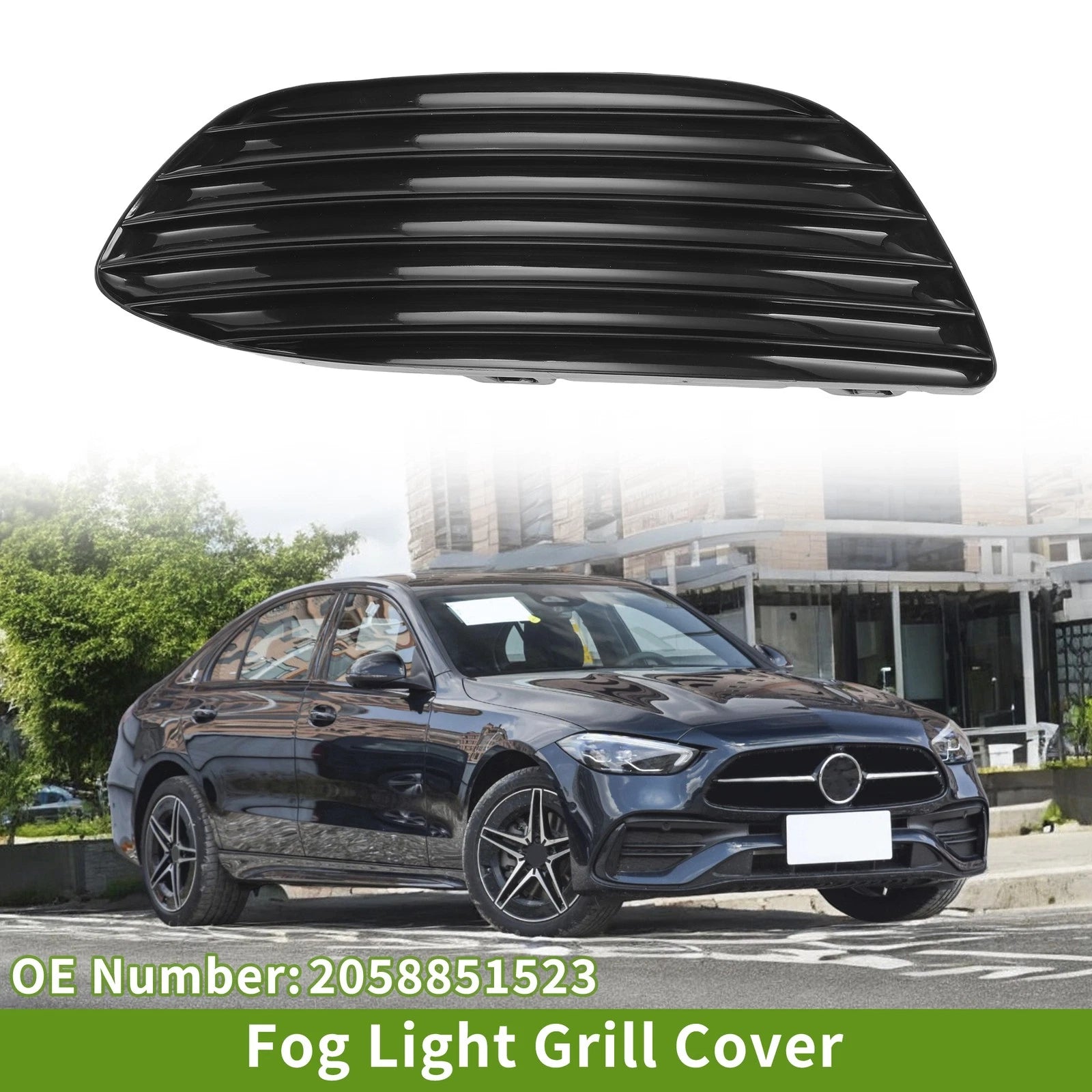 Front Left Fog Light Grill Replacement for Mercedes-Benz C-Class (2015–2018)