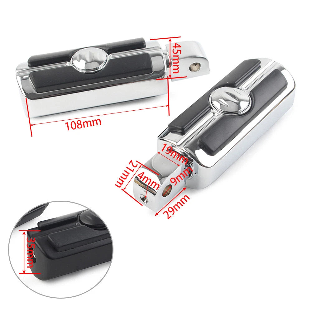 2X Chrome Rear Footrests for Honda VTX 1800 (2002–2008)