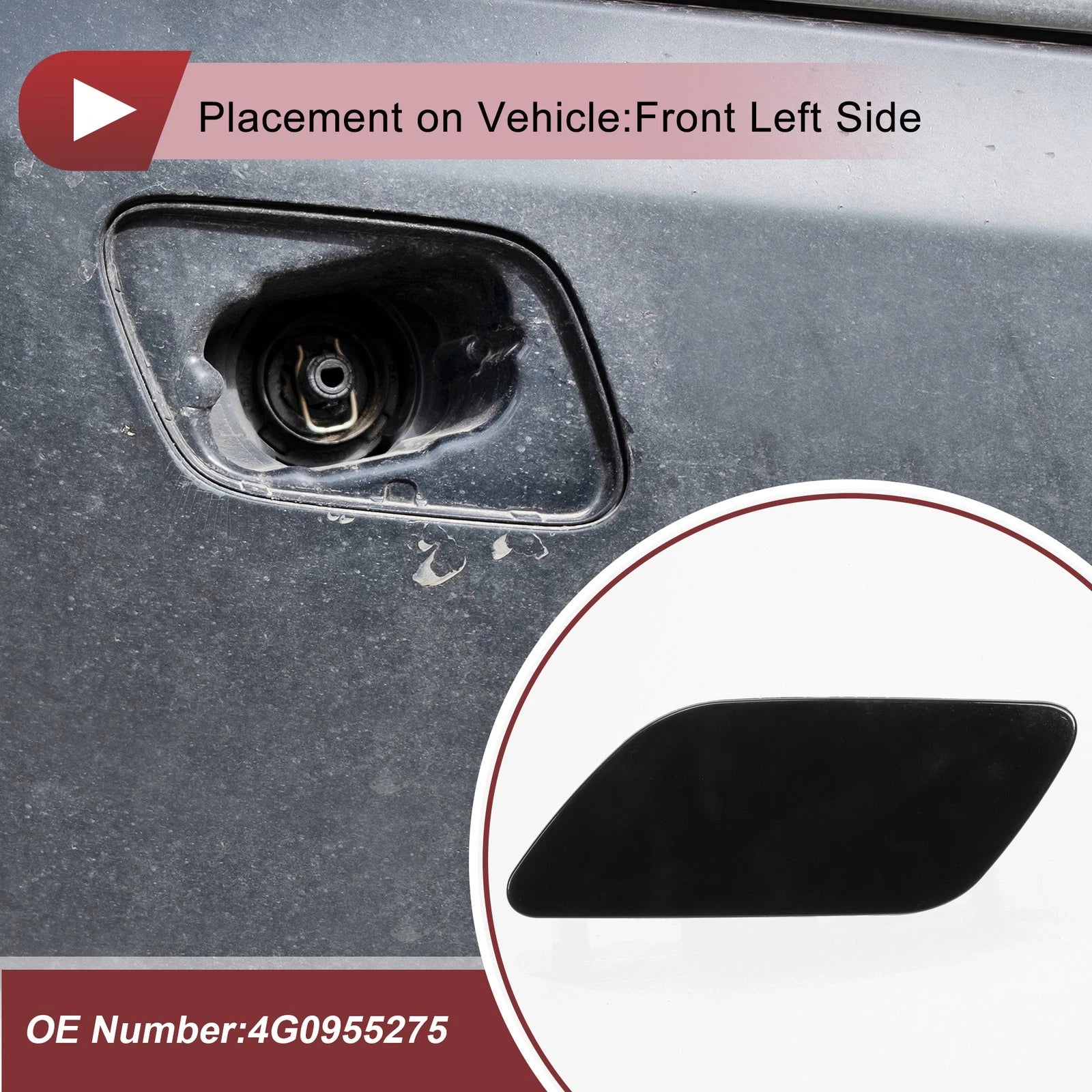 Front Left Washer Nozzle Cover Cap Replacement for Audi A6 C7 (2012–2017)
