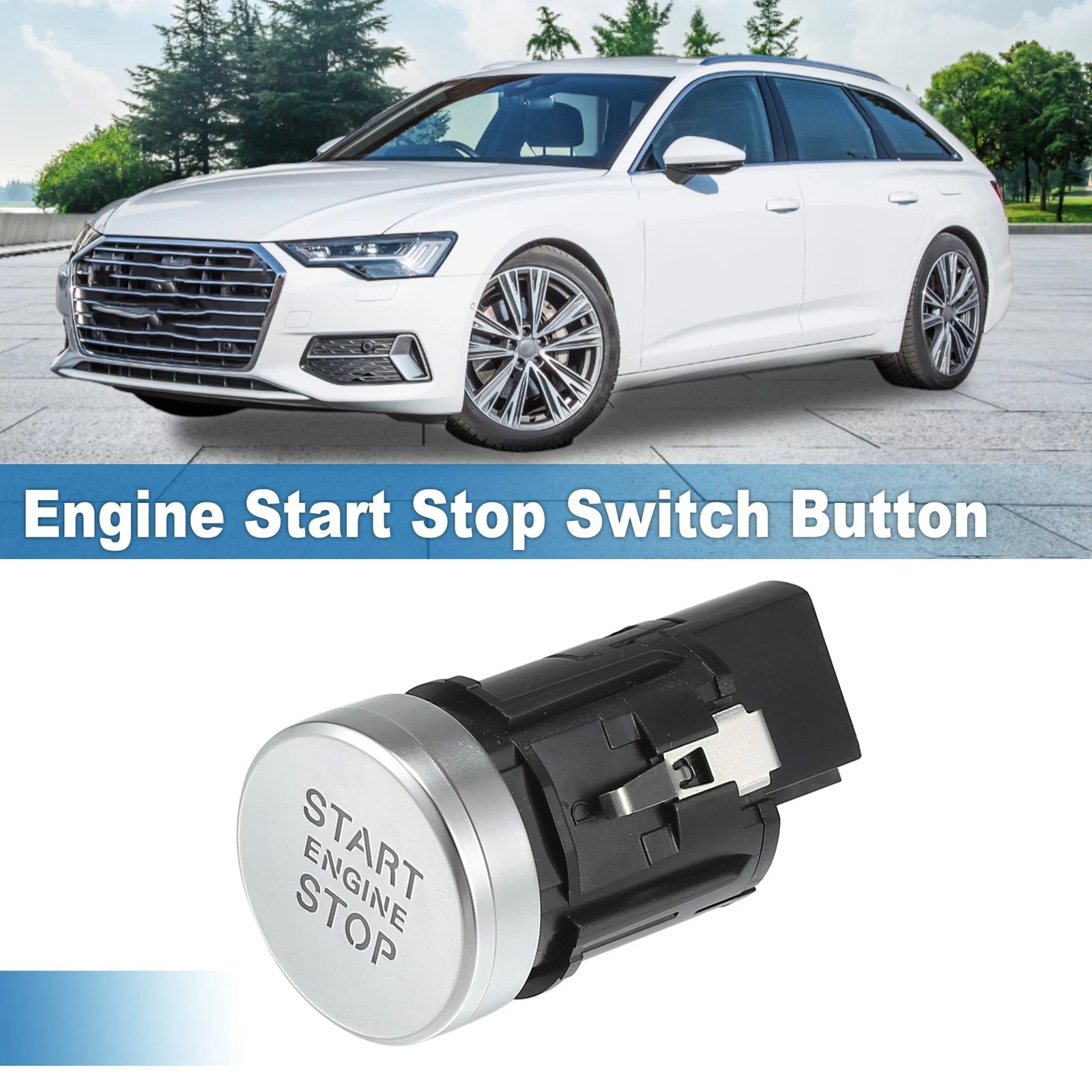 Engine Start Stop Switch Button for Audi A6 (2016–2018) Silver Tone