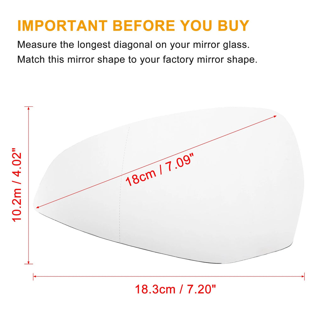Heated Mirror Glass Driver Left Rearview Replacement for Audi S4 A4 A5 (2013–2019)