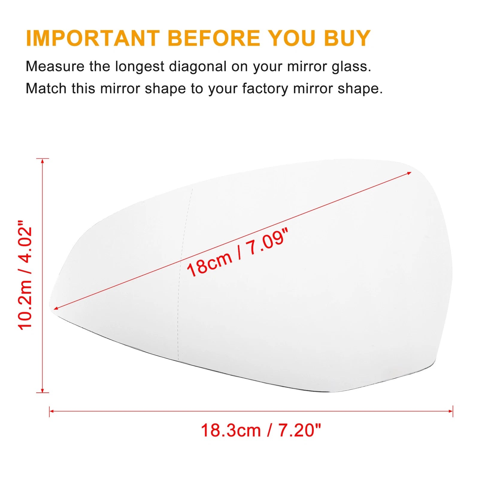 Heated Mirror Glass Driver Left Rearview Replacement for Audi S4 A4 A5 (2013–2019)