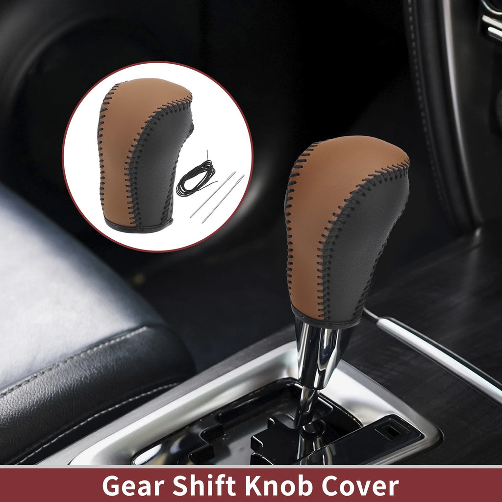 Gear Shift Knob Cover Replacement for Mazda CX-5 (2013–2014) Brown Faux Leather