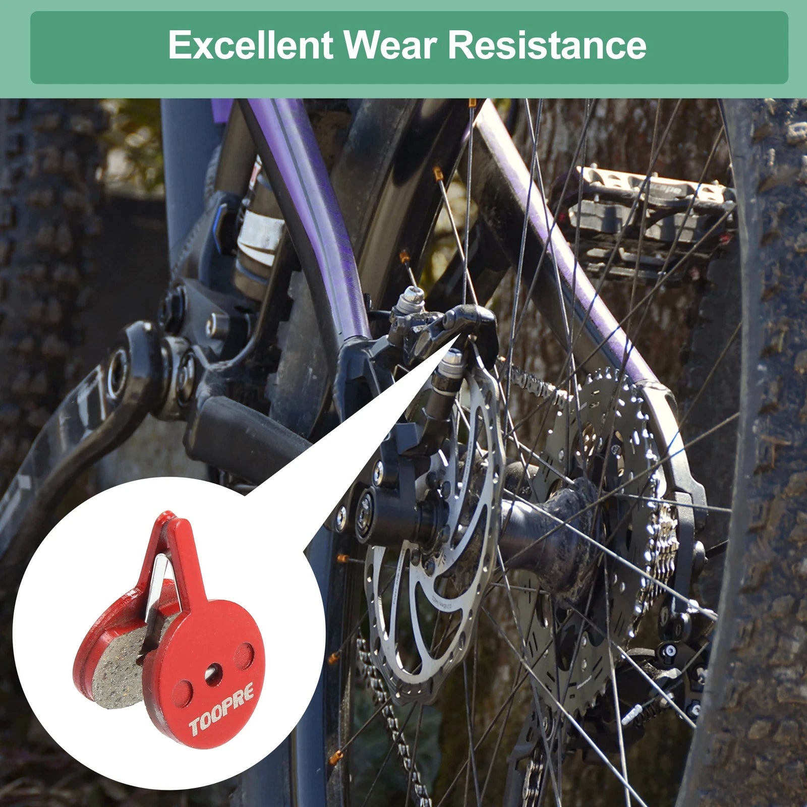 Resin Bicycle Disc Brake Pads Replacement Pair with Spring Leaf for Bike