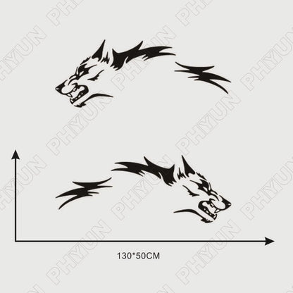 2pcs Black Car Body Side Door Stickers Running Wolf Totem Vinyl Decals Universal