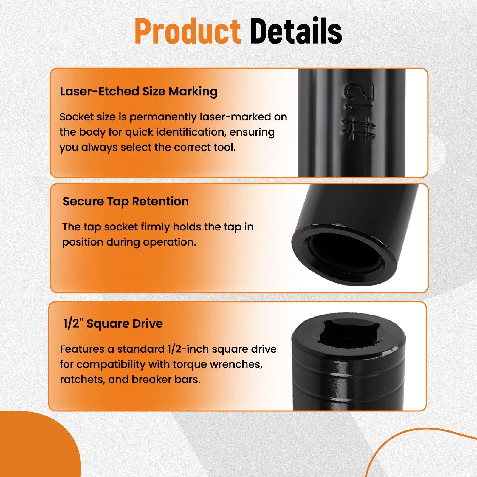 5-Piece Tap Socket Set for 5/8"-1" Taps (71670)