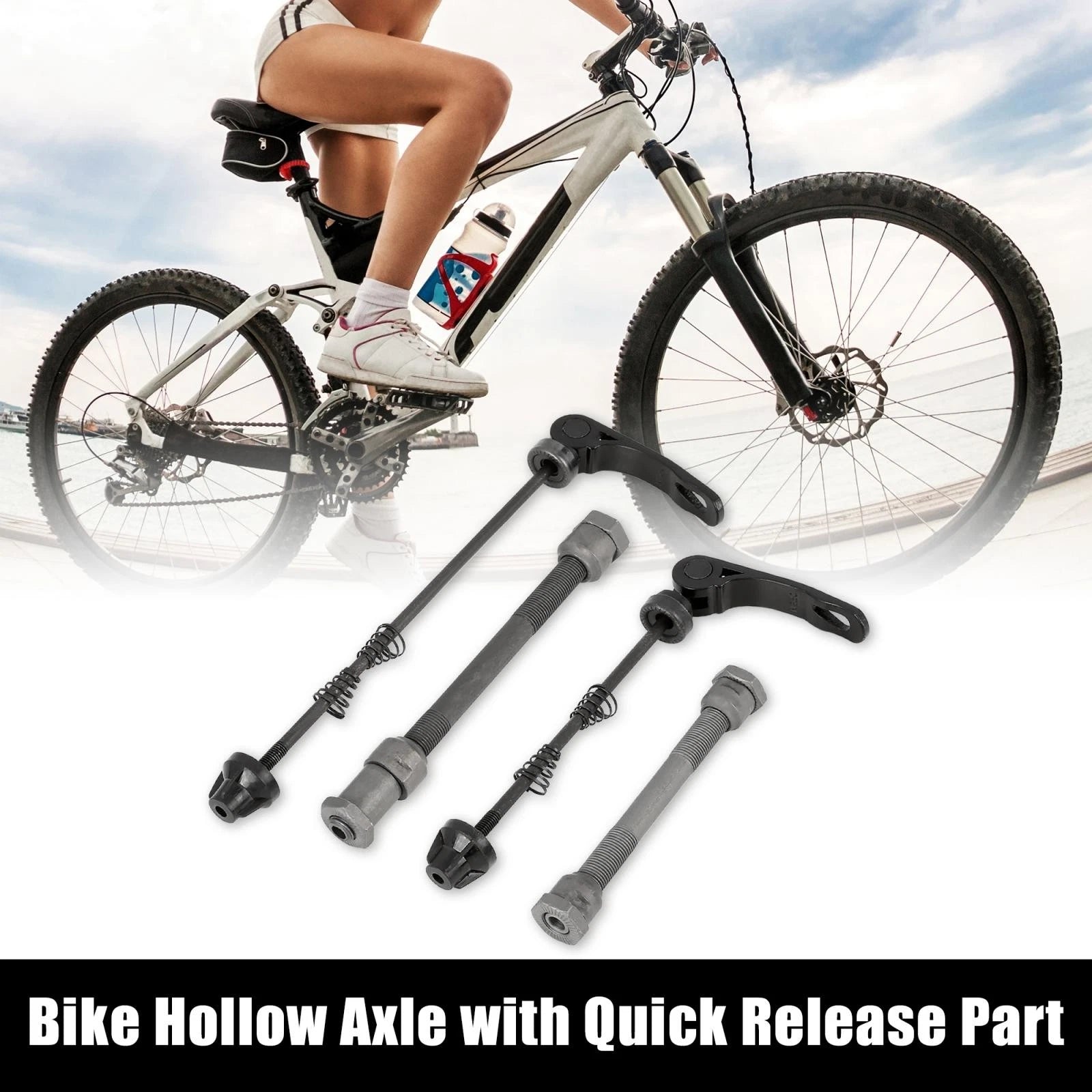 Quick Release Axle Set 9.5mm Front Rear Hollow Metal for Mountain Bike