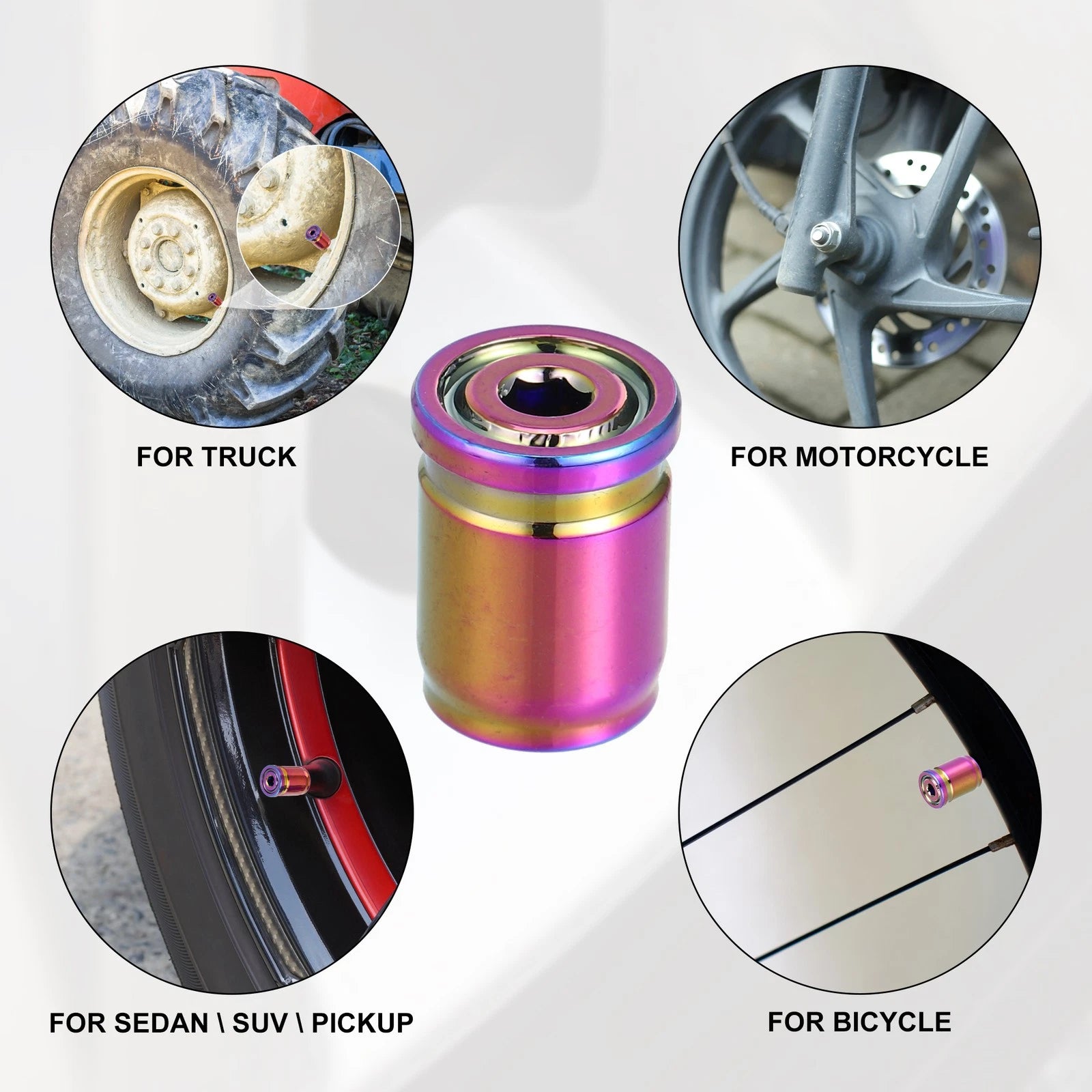 4PC Tire Valve Stem Dust Caps with Wrench Set for Multi Check fitment before purchases (Universal)