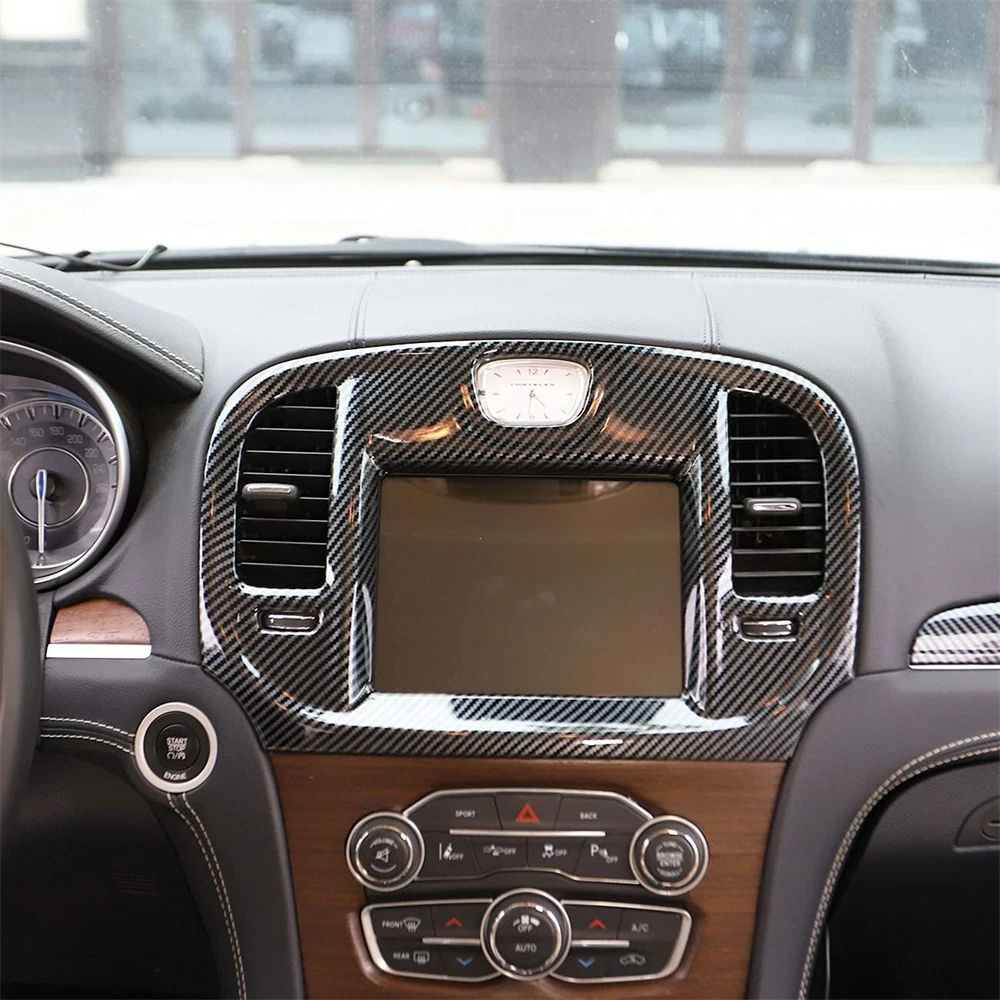 Carbon Fiber Look Central Control Navi Screen Trim for Chrysler 300 (2015–2023)
