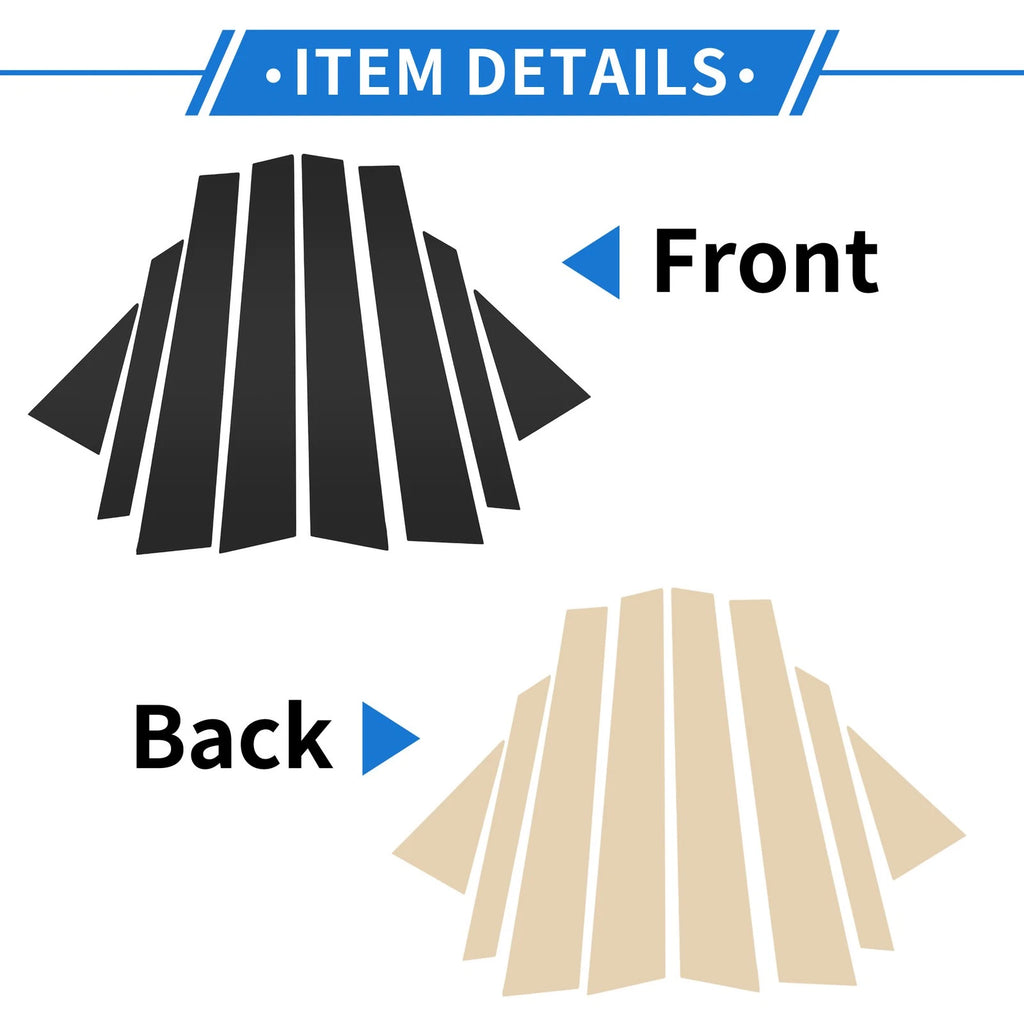 8 Pc Door Pillar Window Trim Replacement for Hyundai Elantra (2007–2010)