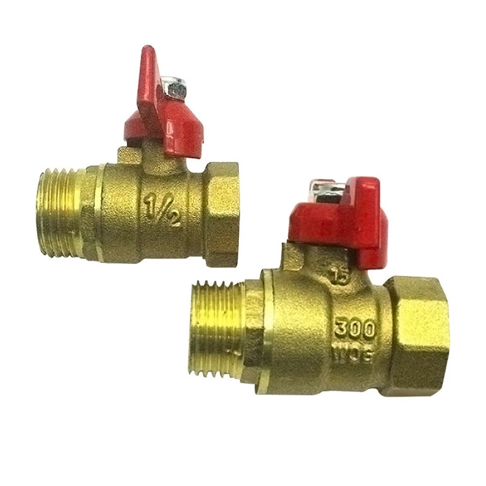 1" Industrial Brass Ball Valve with Red Wing Handle for Water Control