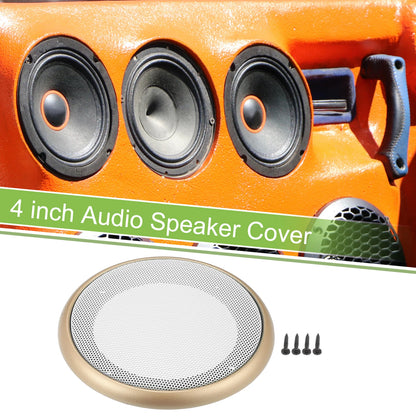 Set of 4" Speaker Grill Covers for Car Subwoofer (Universal) - Gold Tone White