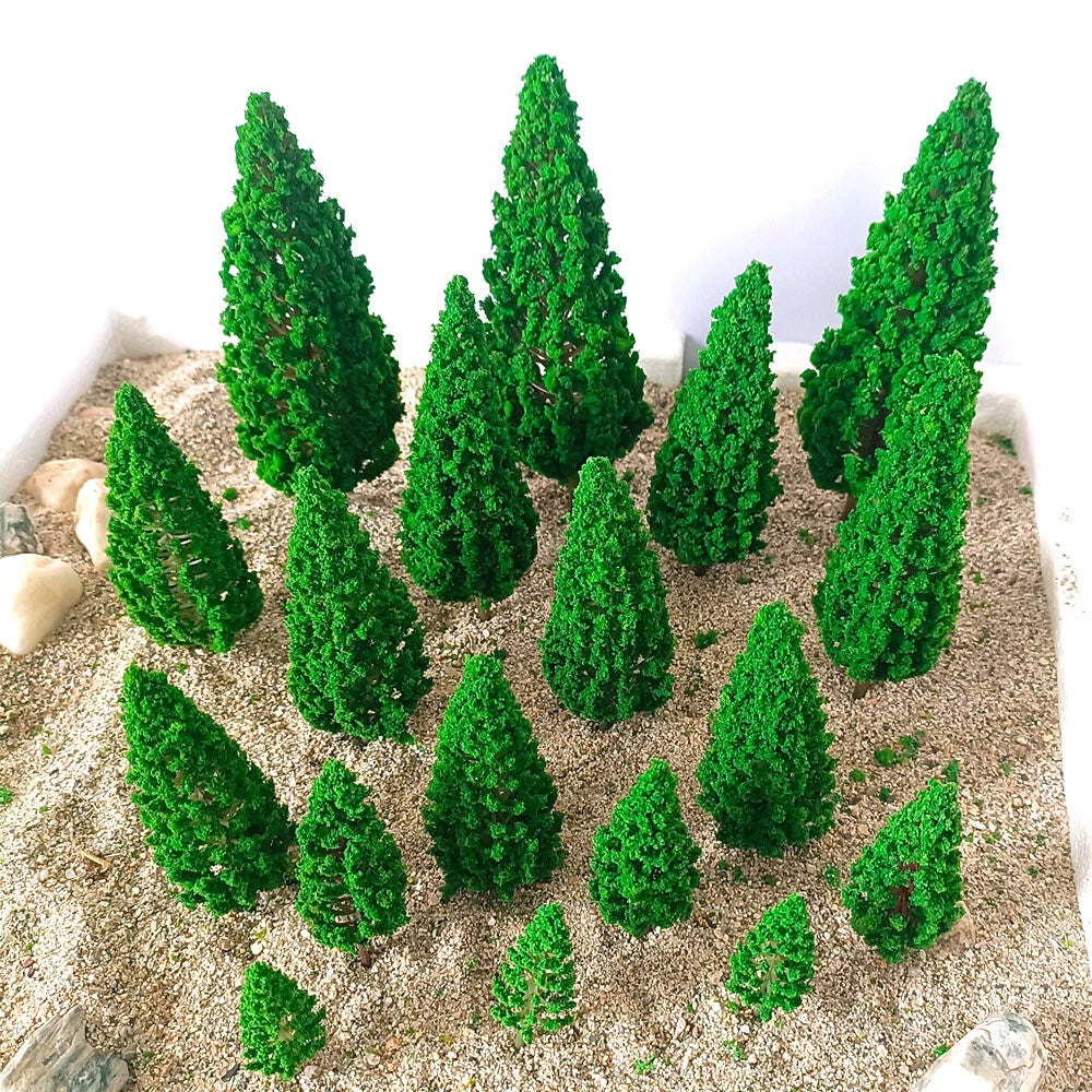 18Pcs Mixed Model Tree Scenery Parts for Railroads & Train Diorama