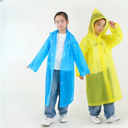 Transparent Long Raincoat for Children - Reusable Full Coverage Design