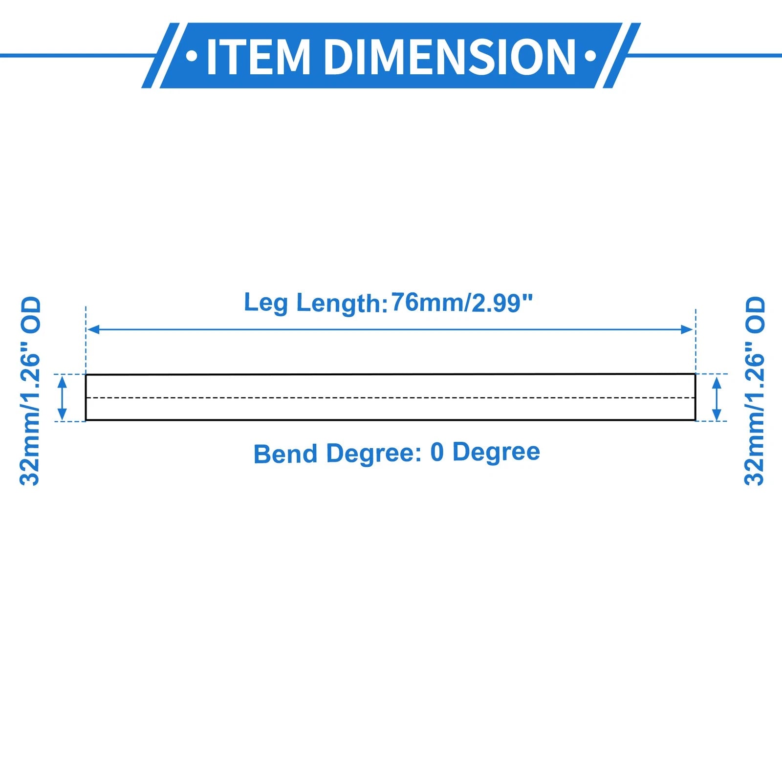 Intercooler Pipe 1.26" OD 3" L 0° for Universal Applications