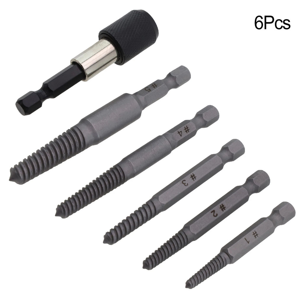 6Pcs Stud Screw Extractor Remover Set for Broken Damaged Pipes & Bolts