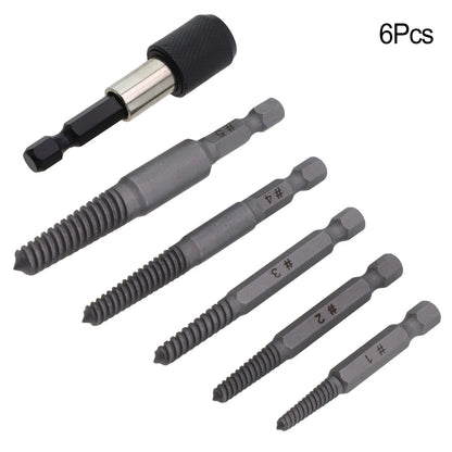6Pcs Stud Screw Extractor Remover Set for Broken Damaged Pipes & Bolts