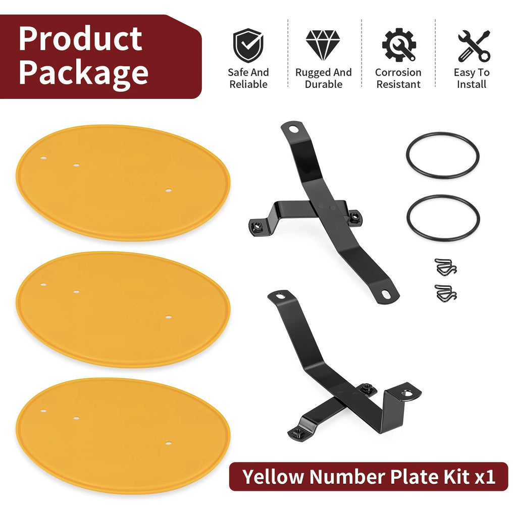 Yellow Number Plate Kit for Honda Z50R (1979–1987) w/Brackets & Clips