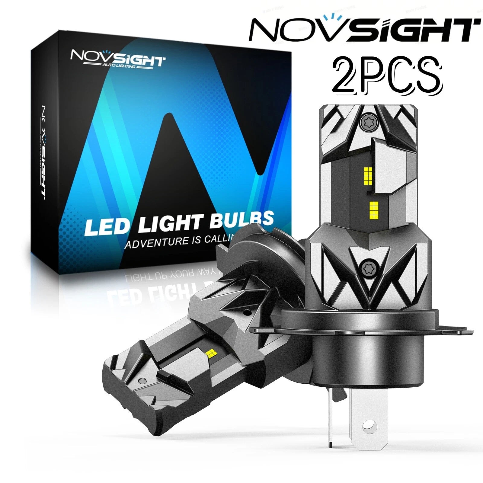 2X H4 LED Headlight Bulbs for NOVSIGHT (6500K, 16000LM)