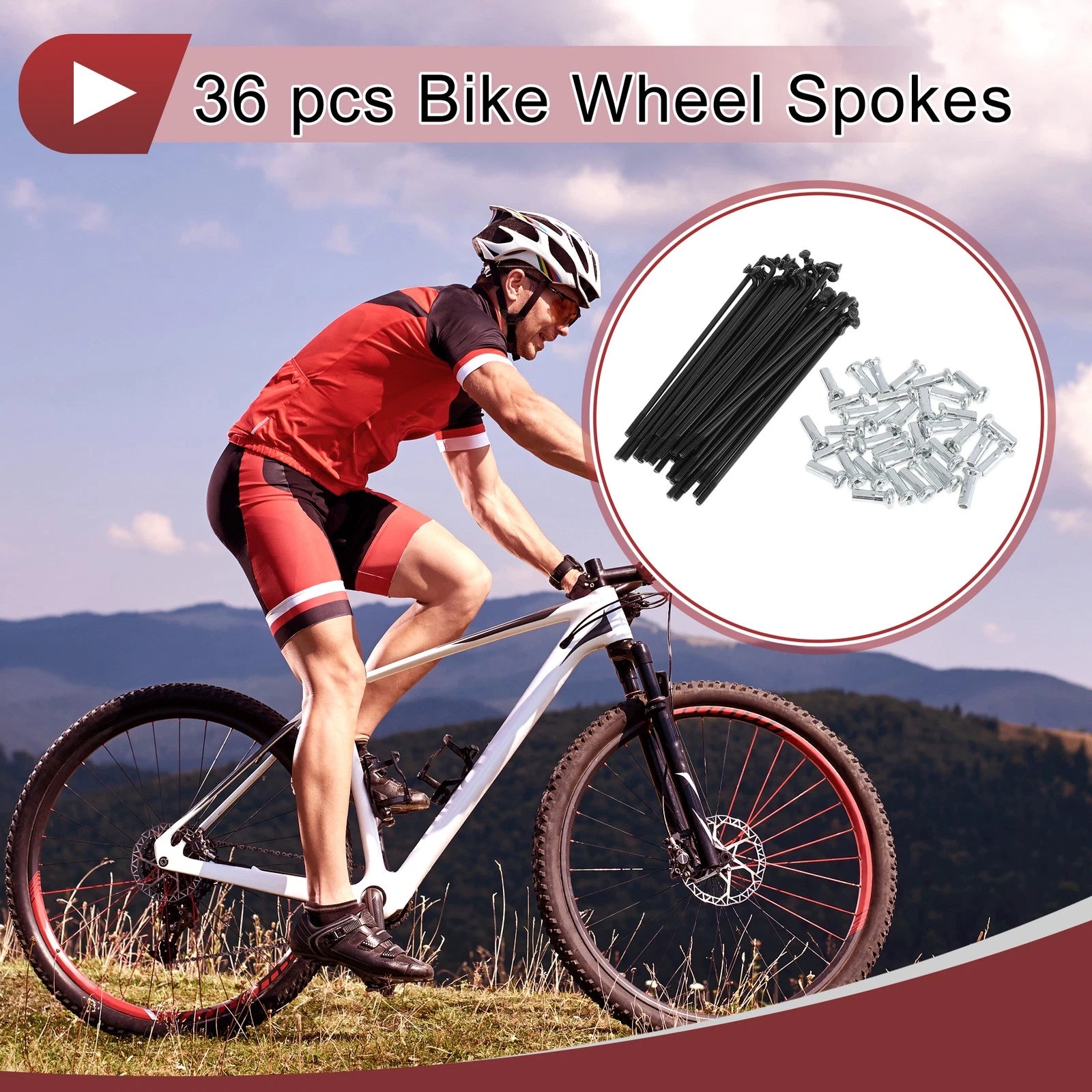 Bicycle Spokes 78mm Carbon Steel Black Set for 14G Wheels (36 Pack)